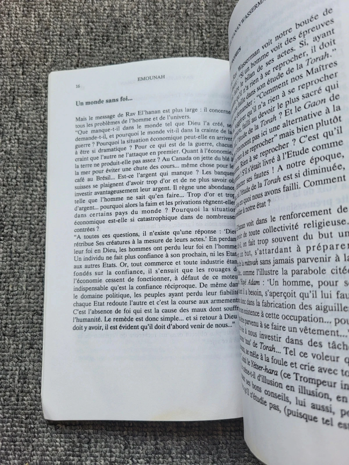 Livre Emounah n°19 Pensée Juive Rav El'hanan Wasserman Judaïsme Torah – photo 4